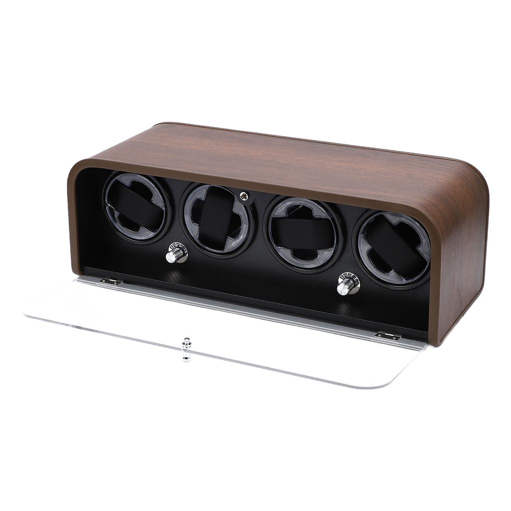 Watch Winder for 4 Mechanical Watches 5 Modes Quiet Automatic Watch Winder Display Storage Box with LED Light for Home