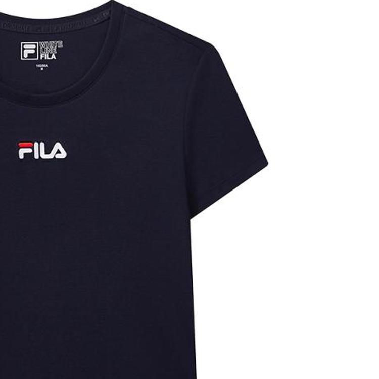 FILA Casual Sports Cotton Pullover Short Sleeve T-Shirt Women Tops Legend-Blue F51W228154FNV