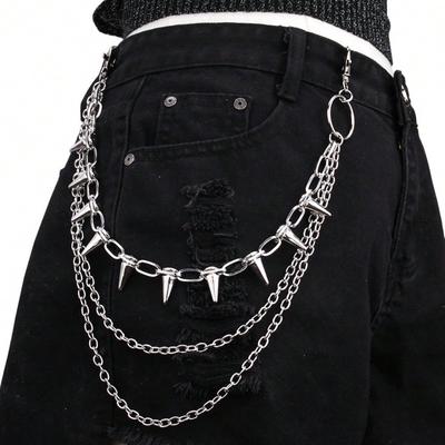 European and American Belt Jewelry Hip Hop Punk Metal Rivets Stage Performance Multi-layer Trouser Chain Waist Chain Dress Up Jeans