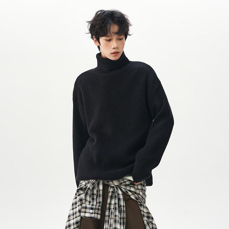 Retro Chunky Knit High Neck Sweater - Cozy Autumn/Winter Loose Fit