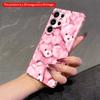 2DFlat Samsung Phone Case Pink Teddy Bear Fuzzy Pattern Phone Case Applicable To Galaxy S23 S24 S25ULTRA S26 A12 A14 A15 A16 A54 A55