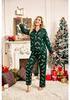 European & American Women's Christmas Lapel Pajama Set - Fashion Cardigan with Long Sleeve Top and Pants Two-Piece Homewear