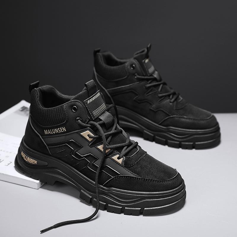 

Осенние новые мужские модные мотоциклетные ботинки с толстой подошвой для спорта на открытом воздухе, износостойкие для альпинизма, отдыха, рабочей одежды, обуви 44 чёрный