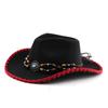 New Ethnic Style Belt Western Cowboy Hat Men's and Women's Outdoor Knight Hat Hemming Curved Brim Hat