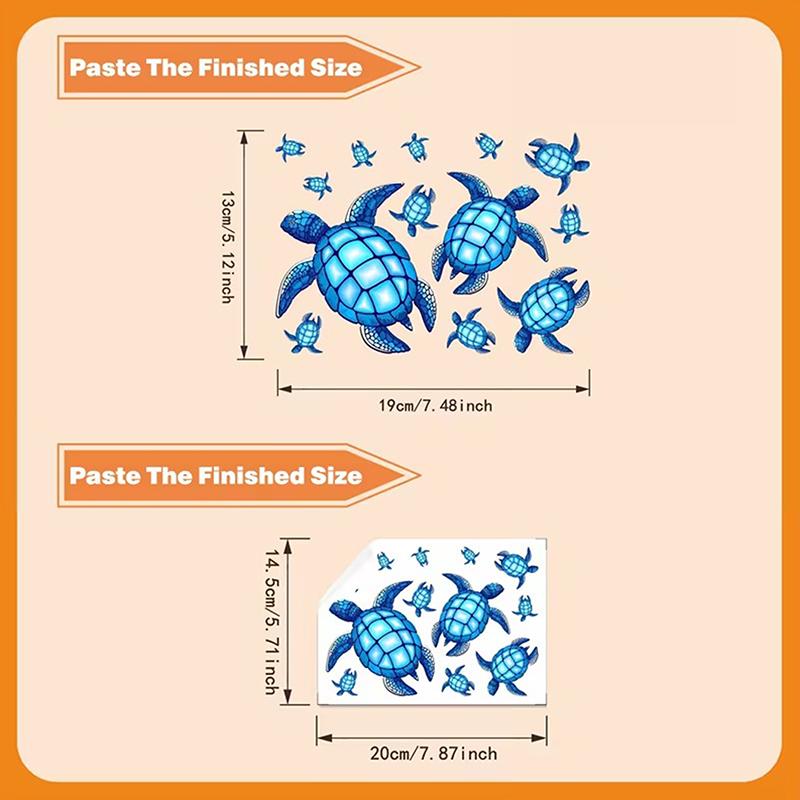 Glow-In-The-Dark Turtle Toilet Stickers Self-Adhesive Removable Wall Decals Room Decor, Glow Under Uv, Car Sticker Wall Decor