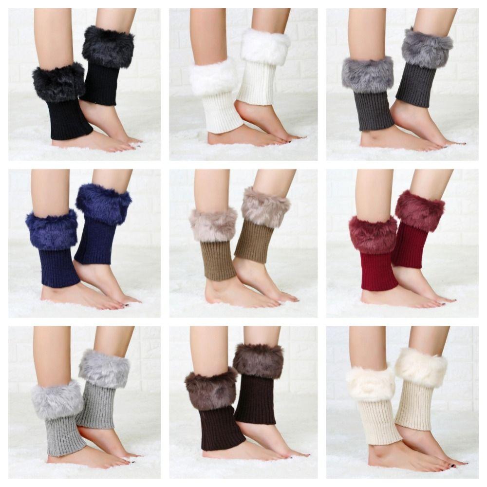 Solid Color Faux Fur Leg Warmers Thick Warm Foot Sleeve Y2k Style Fuzzy Foot Covers Boot Toppers