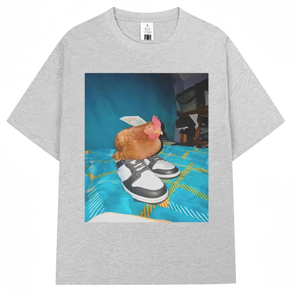 2026 New Summer Fun Dripping Chick Face Print High Quality Fashion Casual Breathable Unisexs Crepe Unisex And Unisex TShirt