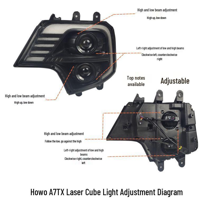 Full LED Headlight Assembly & Fog Light for Howo T7H/T5/GT6/GA7 Trucks