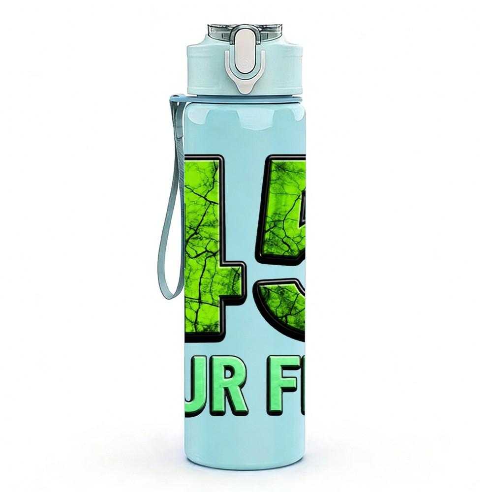 1PC 45 Four Five Bold Number Print 750ml Color Plastic Sports Water Bottle Leakproof Flip Straw Lid Suitable for Sports Office Home Use
