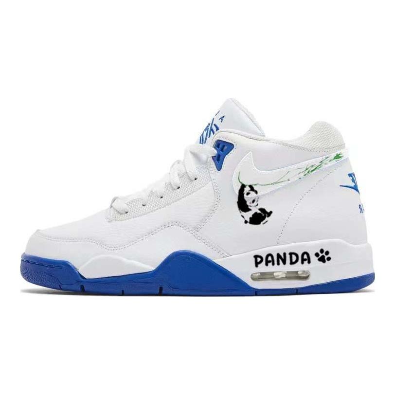 Nike Flight Legacy Fashion Abrasion Resistant Abrasion Resistant Mid Top Vintage Basketball Shoes Men's White Blue BQ4212-103(Team181-)