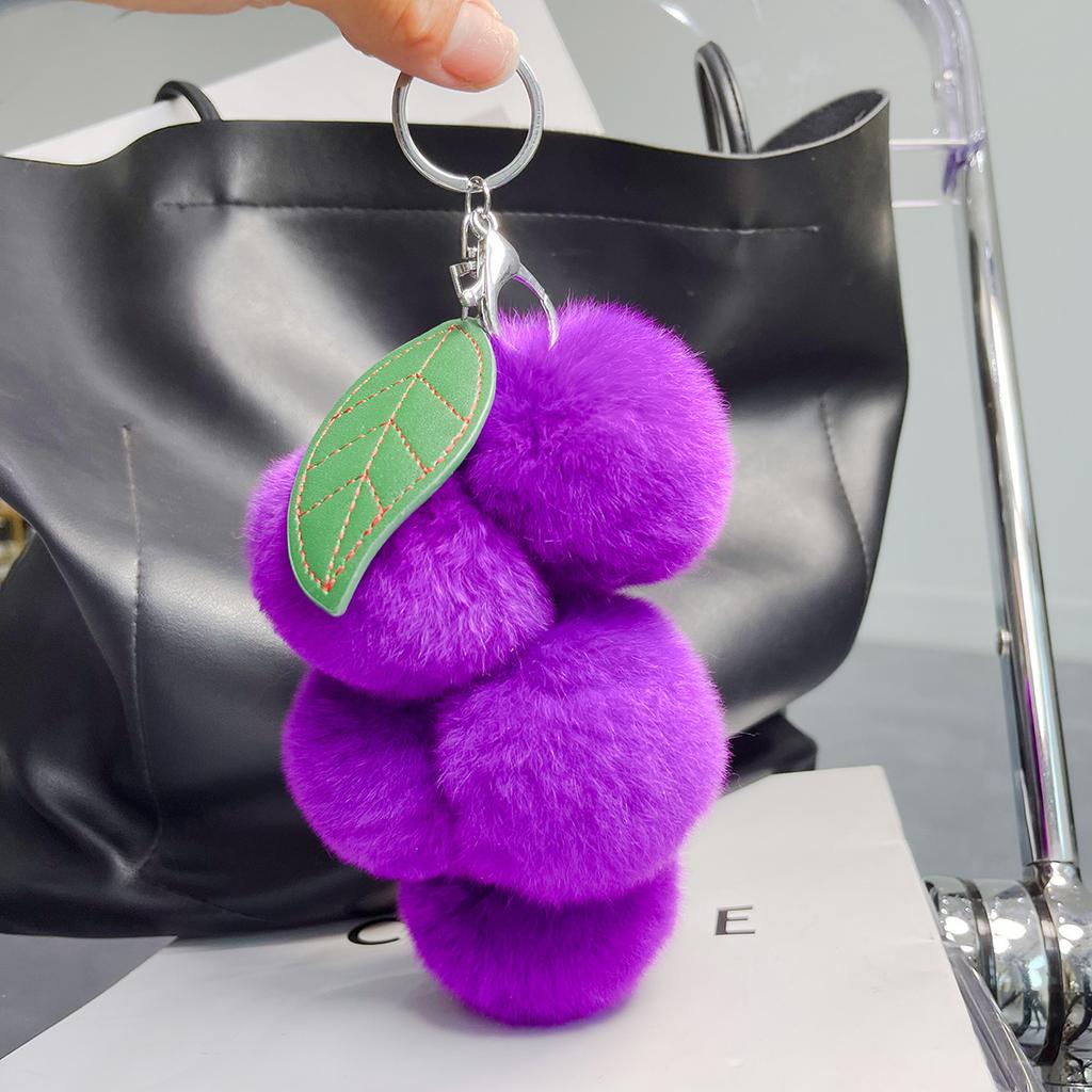 Imitation Rex Rabbit Fur Cute Ball Fur Pendant Fruit Grape Bag Pendant Plush Car Keychain