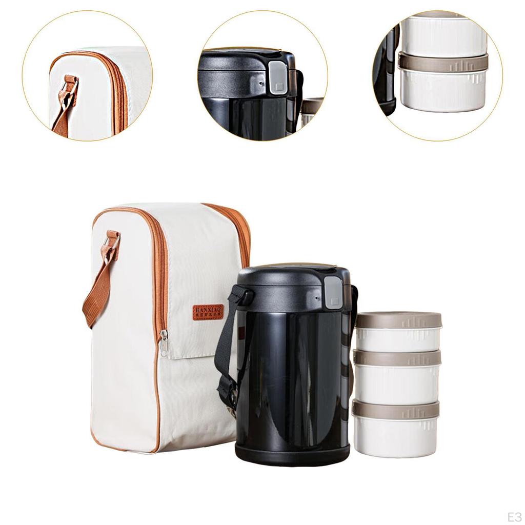 Thermische Lunchbox Bento Luftdichter Deckel Auslaufsicher mit Schultergurt Isolierung für Reise Schule