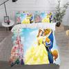 Princess Belle, Beauty And The Beast Duvet Cover Queen Size Bedding Set  Polyester 3-Piece Set 1 Quilt Cover Home Decor