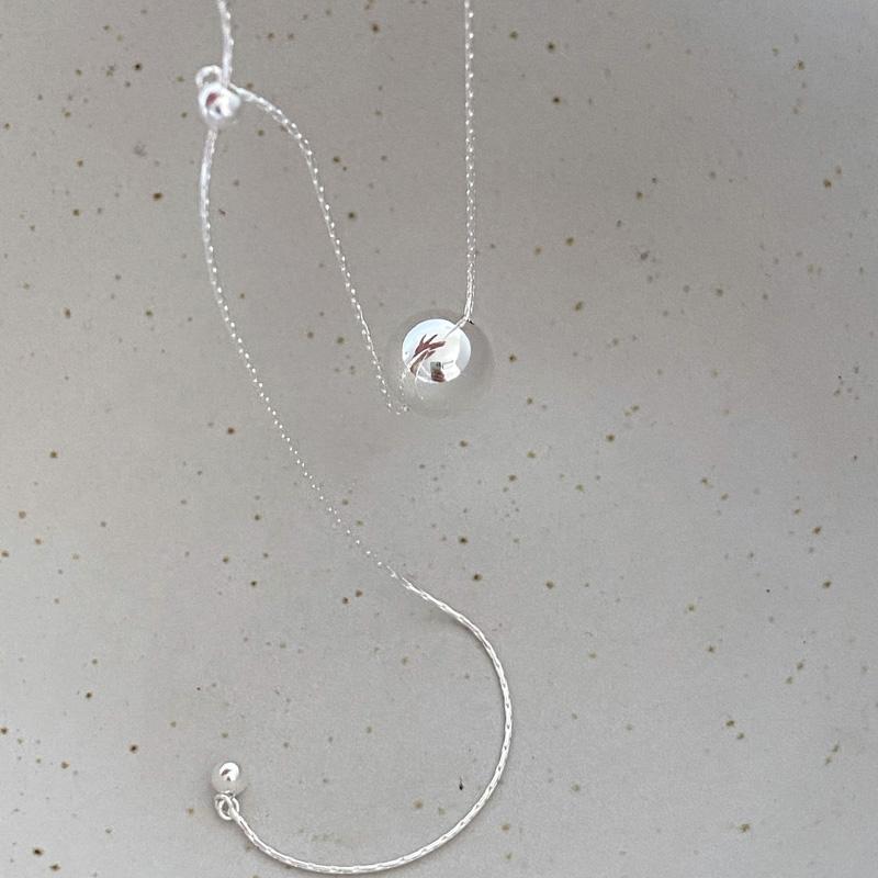 

New 925 Silver Smooth Bead With Snake Chain Long Pendant Necklaces for Women Aesthetic Tassel Clavicle Chain Choker Fine Jewelry