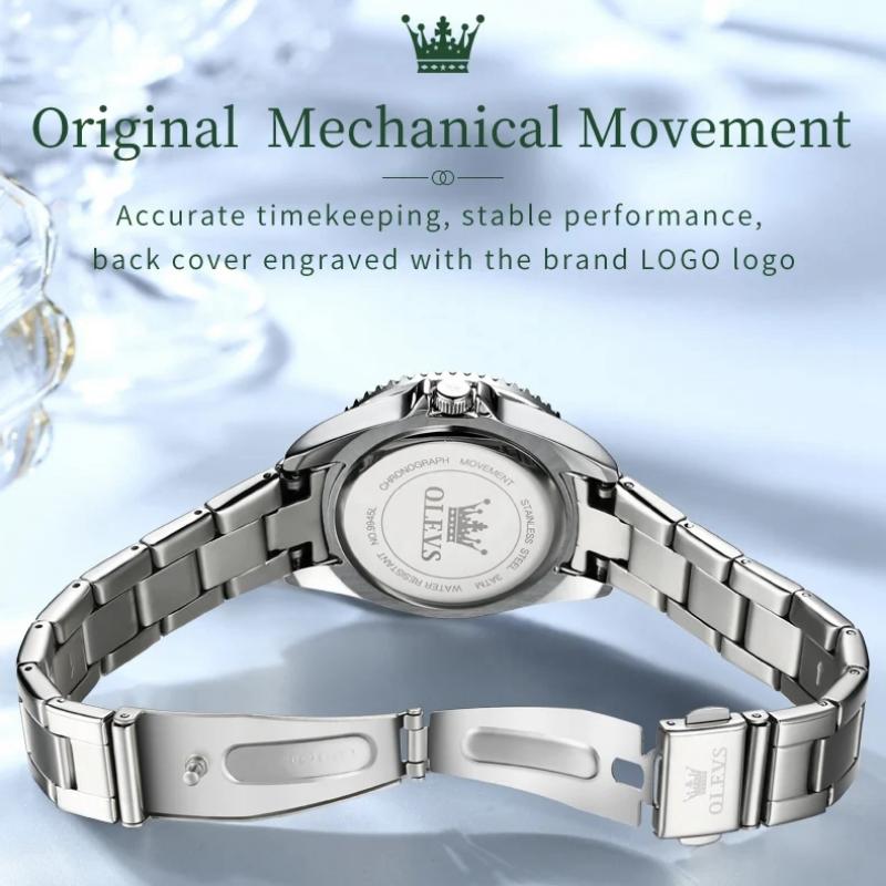 OLEVS Kvartsklokke for kvinner Diamond Dial Luxury Rustfritt stål Vanntett Elegant Dame Mote Topp Merke Dameklokke