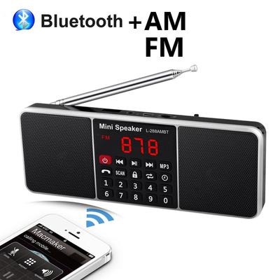 Digitální přenosné rádio AM FM Bluetooth reproduktor Stereo MP3 přehrávač TF SD karta USB disk Handsfree hovor Dobíjecí reproduktory