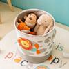 Cartoon Toy Storage Basket & Foldable Canvas Laundry Hamper Collapsible Clothes Organizer Bin with Handles for Kids Room
