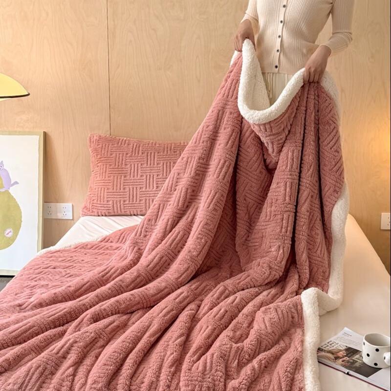 LISM Jacquard Thickened Velvet Lamb Fleece Blanket