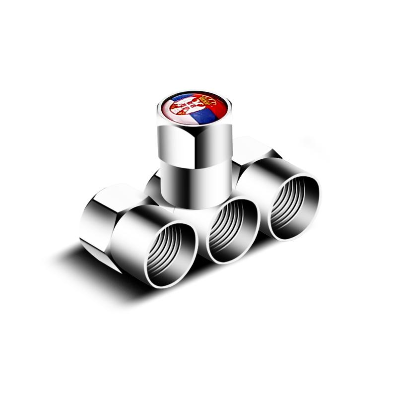 4PCS Serbia Flag Car Wheel Tire Valve Caps Tyre Stem For Volvo Skoda BMW Subaru Toyota Honda Volkswagen Ford Hyundai Nissan