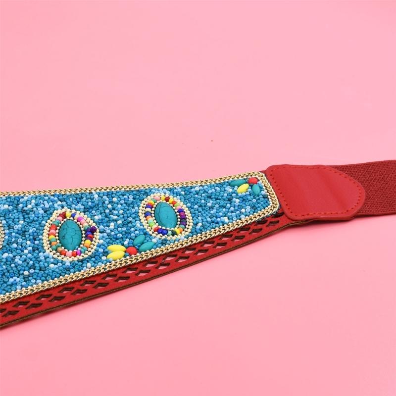 Bohemian Multicolored Beaded Belt Handwoven Adjustable Waistband For Women Ethnic Style Festival Accessory