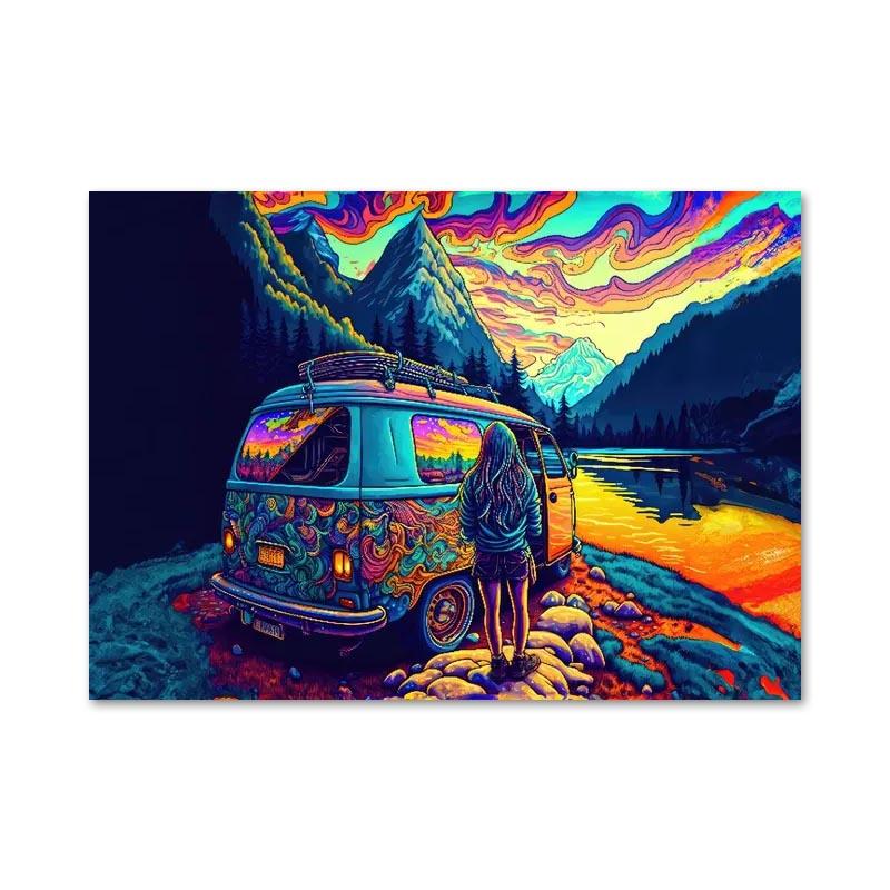 Abstract Colorful Rainbow Goddess Lotus Posters and Prints Figures Canvas Painting Wall Art Pictures for Room Home Decoration