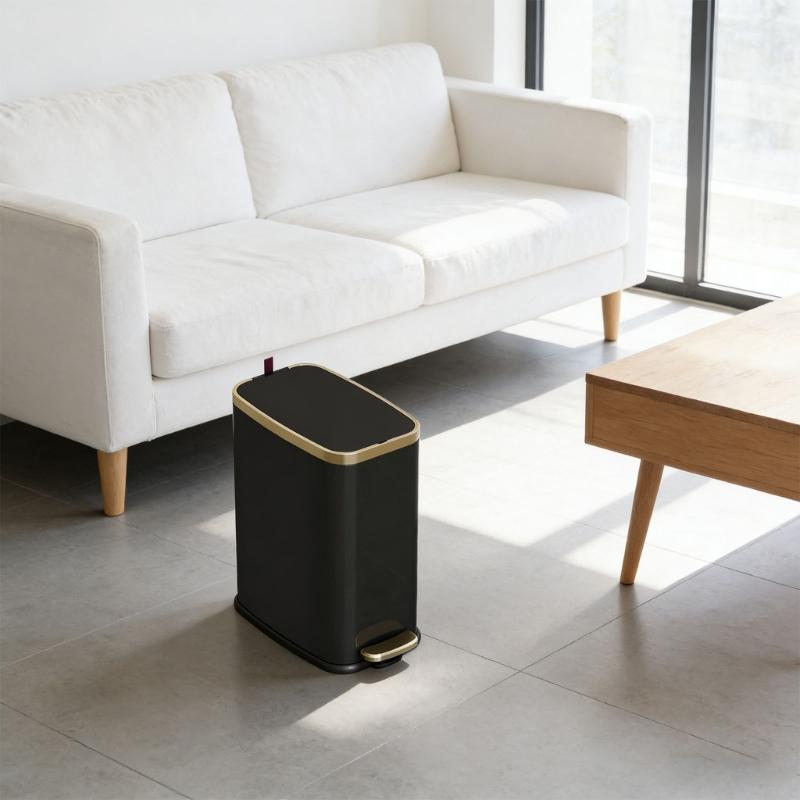Easy Clean Trash Can Food Grade Stainless Steel Including Quiet Close Lid and Foot Pedal Operations