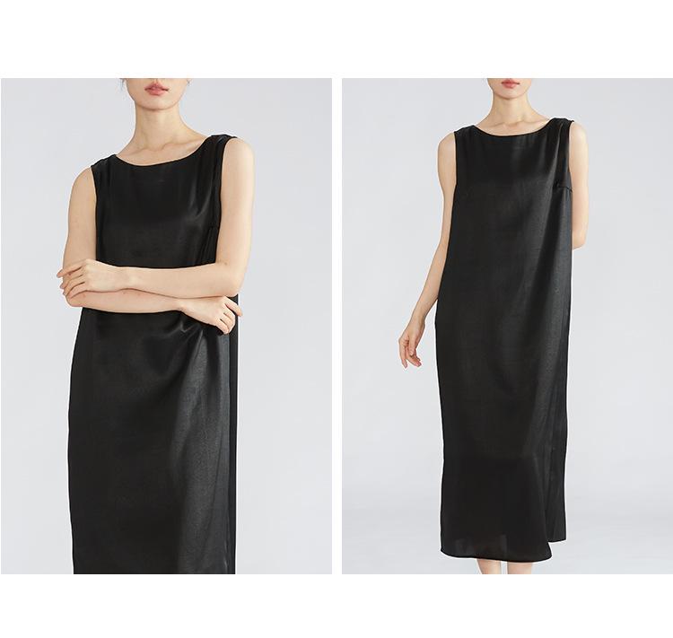 Women's Silk Xiangyun Yarn Sleeveless Back Slit Dress