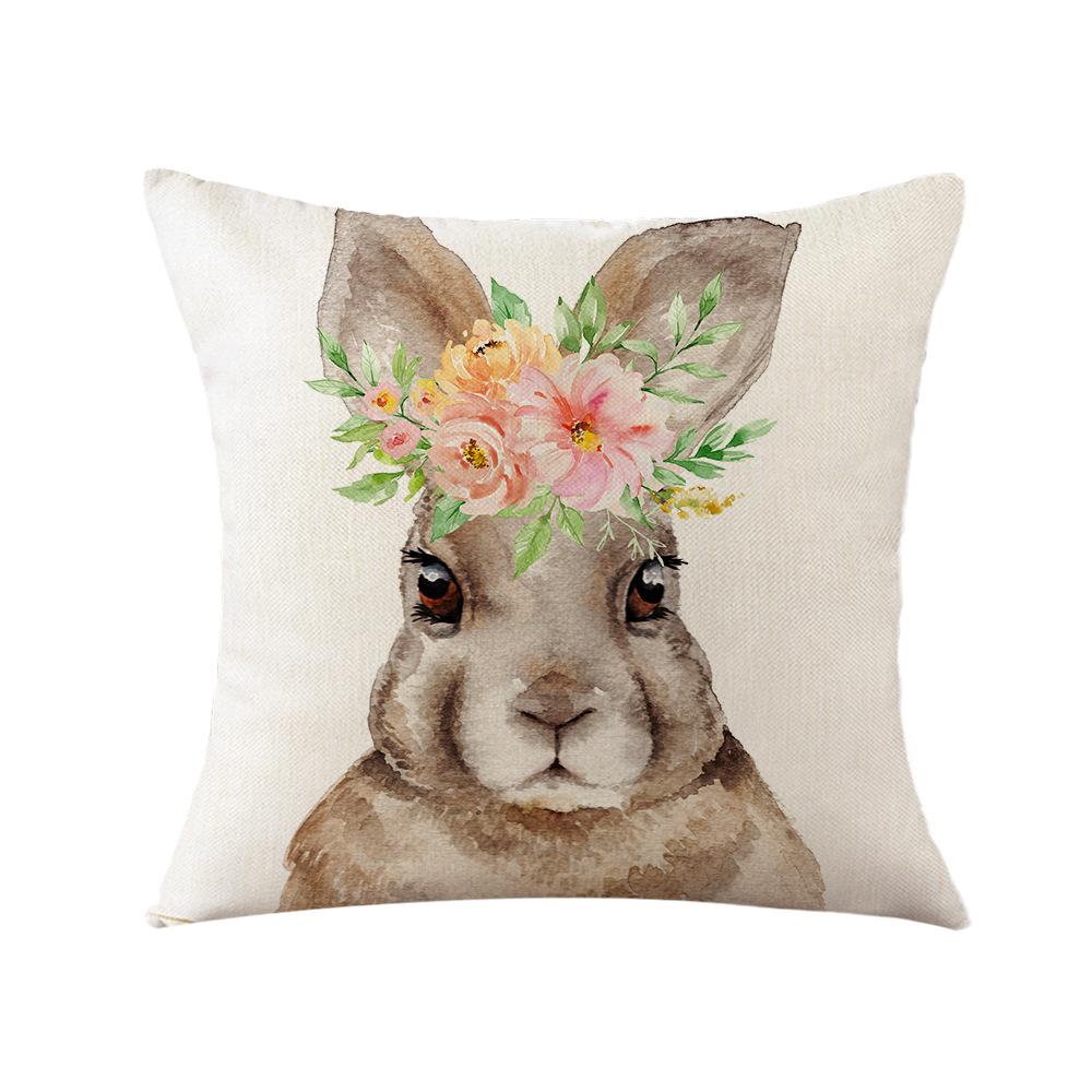 Home Nordic Easter Bunny Pillow Cover Sofa Pillow Bedside Pillow Cover Linen Pillow Cover