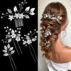Elegant Women's Hairpin Gold Silver Leaf Pearl Hair Comb Korean Style Jewelry Wedding Hair Accessories For Girls New Year Gifts