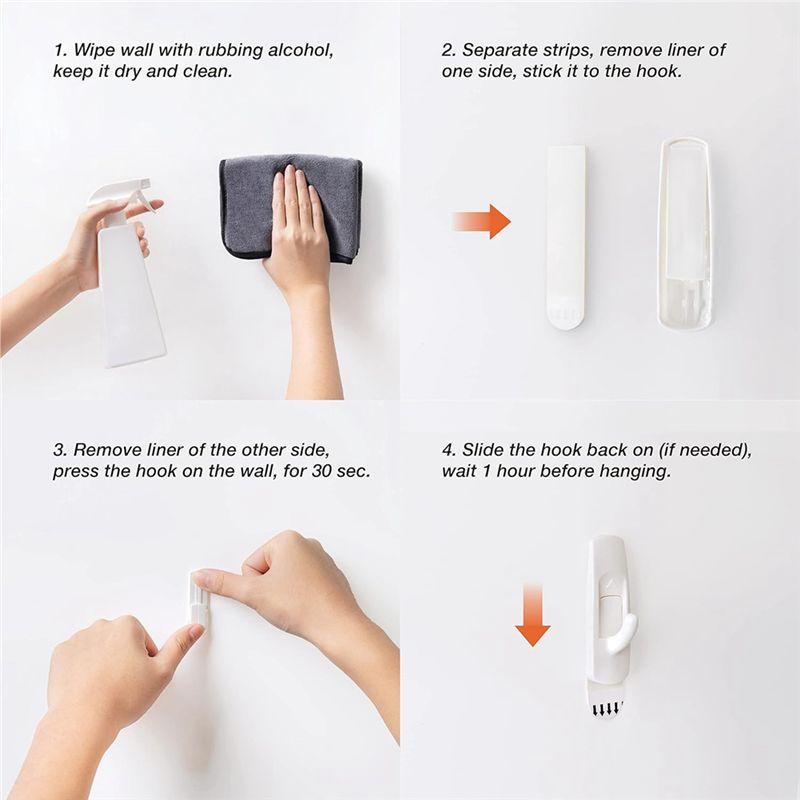 M-Modern-1Set 14 Hooks+20 Strips, Utility Hooks Organize Damage-Free Hanging Hooks Heavy Duty Hooks No Tools Wall Hooks Fit For