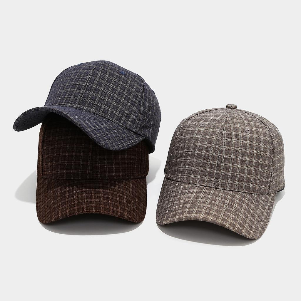 New Retro Literary and Artistic Plaid Versatile Cap for Men and Women Outdoor Leisure Breathable Face Small Visor