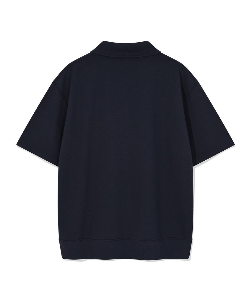 WACKY WILLY Sweat Collar Short Sleeve T-Shirt Navy