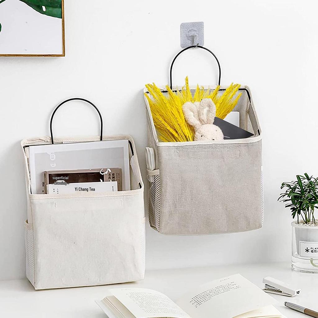Bedside Hanging Cotton Linen Storage Organizer 