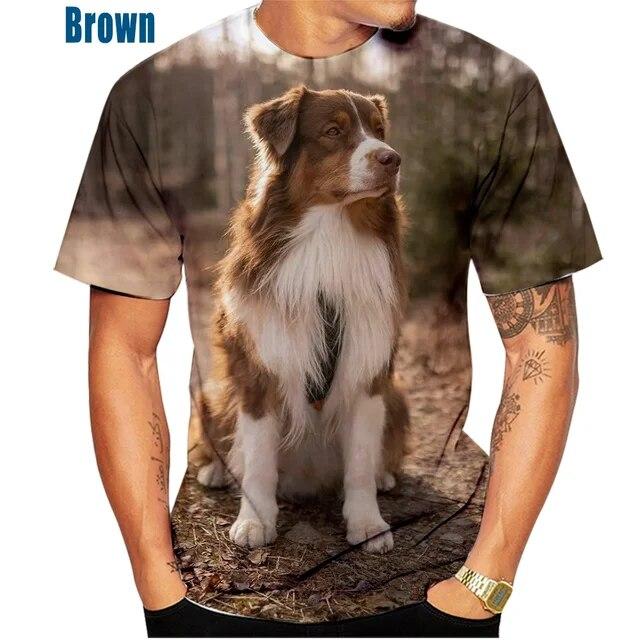 Unisex roztomilý pes 3D-Druckmuster Top tričko Border Collie Sportovní tričko Freizeitkleidung