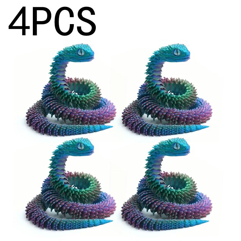 /1-4Pcs 3D Printed Snake Movable Joint Fidget Toy Funny Simulation Snake Office Desktop Ornament 3D Printing Toys Christmas Gift