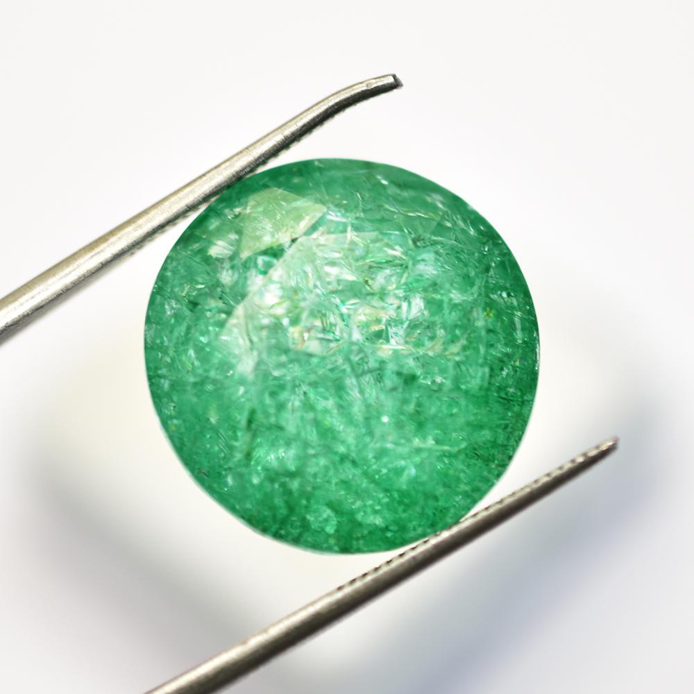 Natural Green Emerald Loose Gemstone Round Cut 34.40 ct for Jewelry Making and Gem Collections