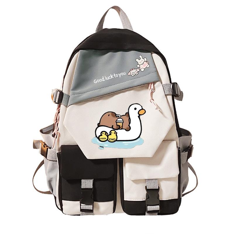 Goose Personalized Printing Korean Version Of Student Schoolbag Campus Color Matching Versatile Casual Backpack Trend