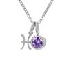 eManco Zodiac Rune Necklace with Rhinestone Birthstone in Stainless Steel