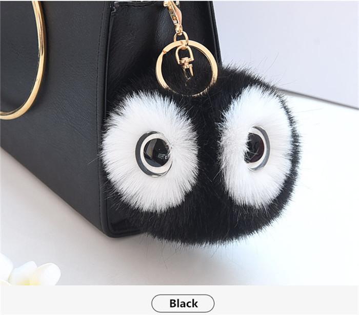 Fluffy Rabbit Fur Ball Pompom Owl Women Pompon Owl Female Toy Bag Car Trinket Jewelry Gift Bag Charm