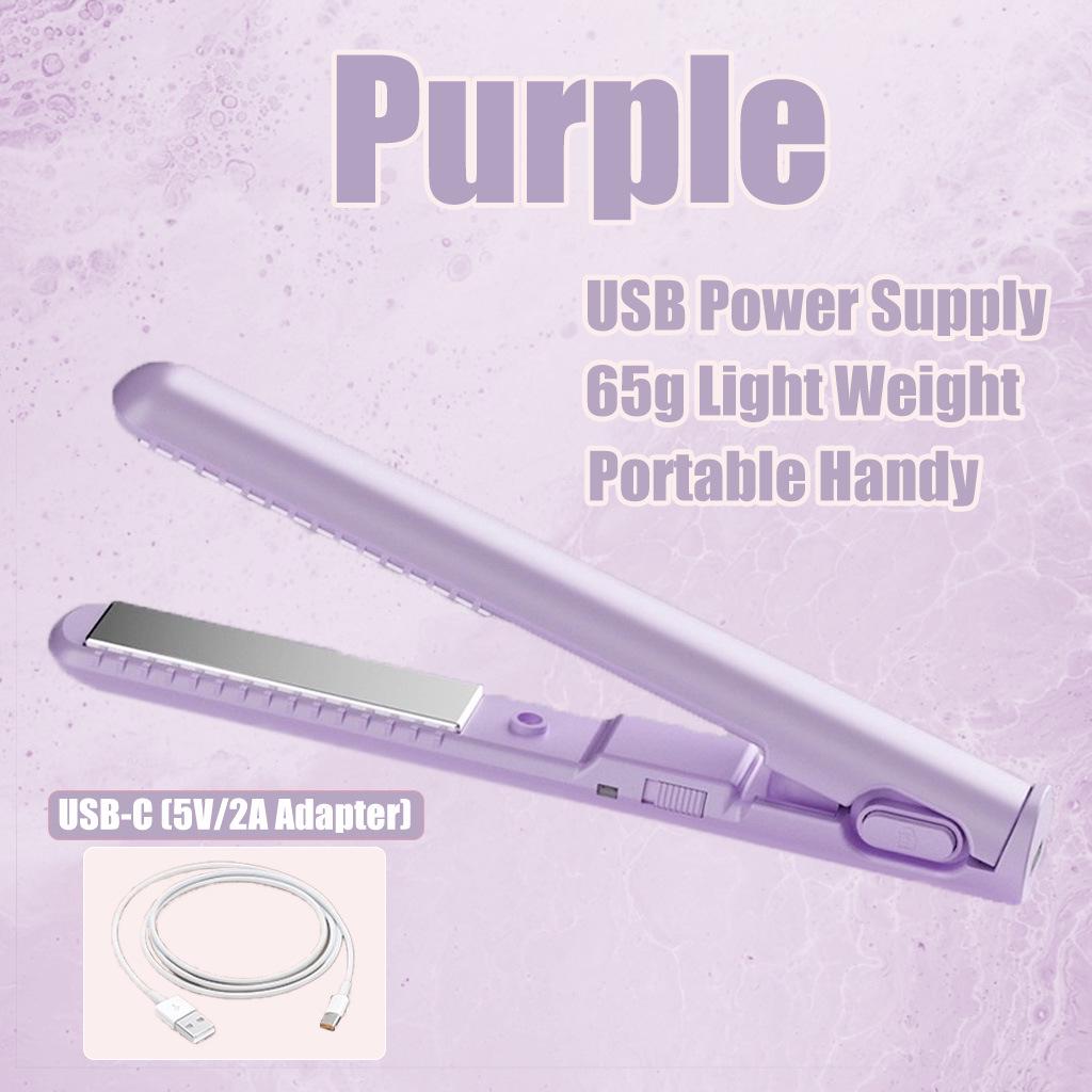 Мини USB выпрямитель и плойка для волос фиолетовый