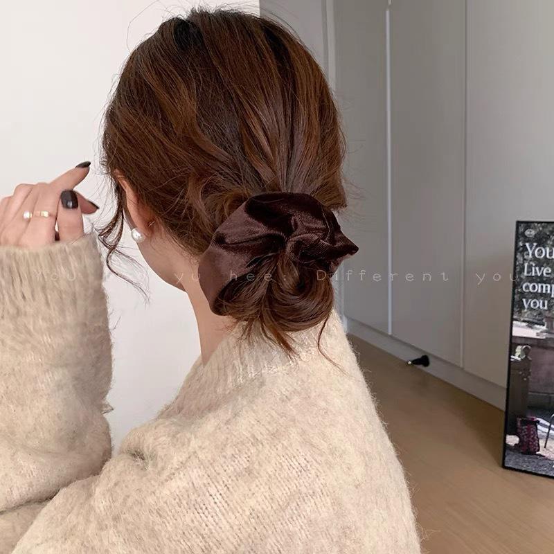 1Pc Women Solid Color Scrunchies Vintage Coral Velvet Hair Band For Girls Ponytail Holder Rubber Bands Elastic Hair Ties Accessories