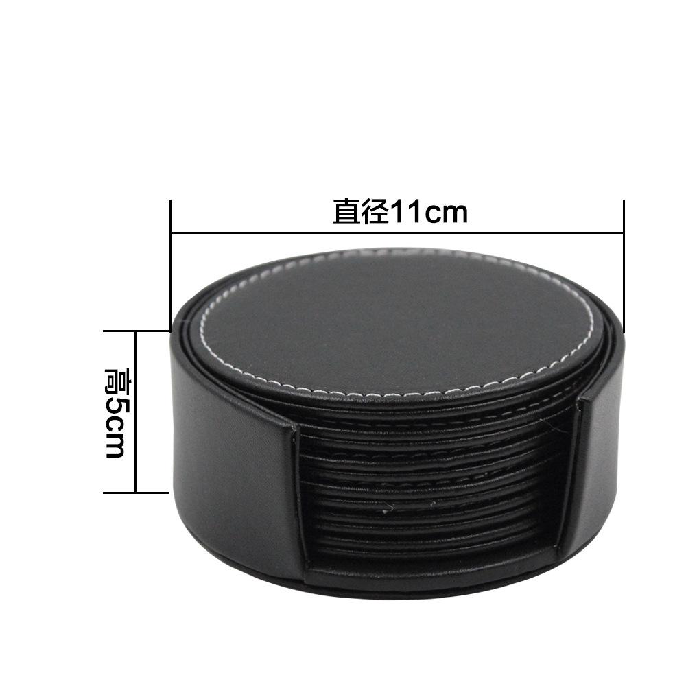 6pcs/set Leather Heat Insulation Coasters Tea Round Leather Tea Coffee Cup Pad Desk Decor