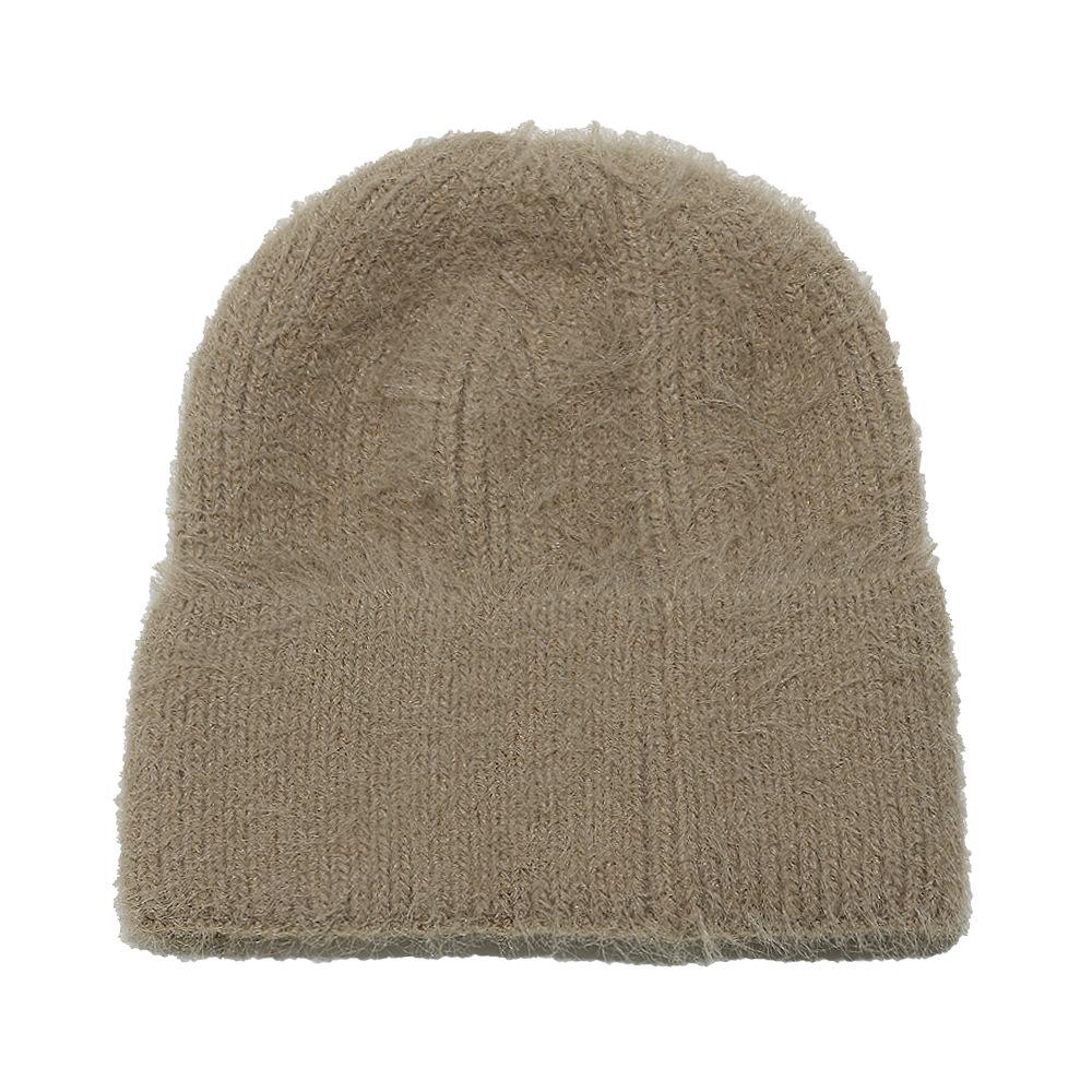 

2025 осень и зима новая бархатная утолщенная теплая вязаная шапка имитация норки однотонная универсальная шерстяная шапка шапка-пуловер для мужчин и женщин M（56-58cm） хаки