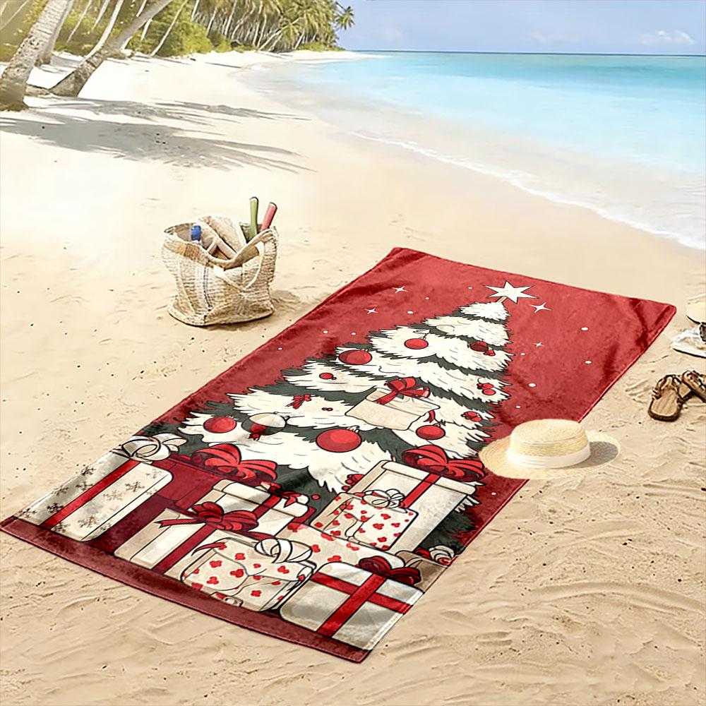 Elegant festive tree whispers Print beach towel, quick drying, suitable for travel, outdoor sports, jogging, the beach and swimming, gift