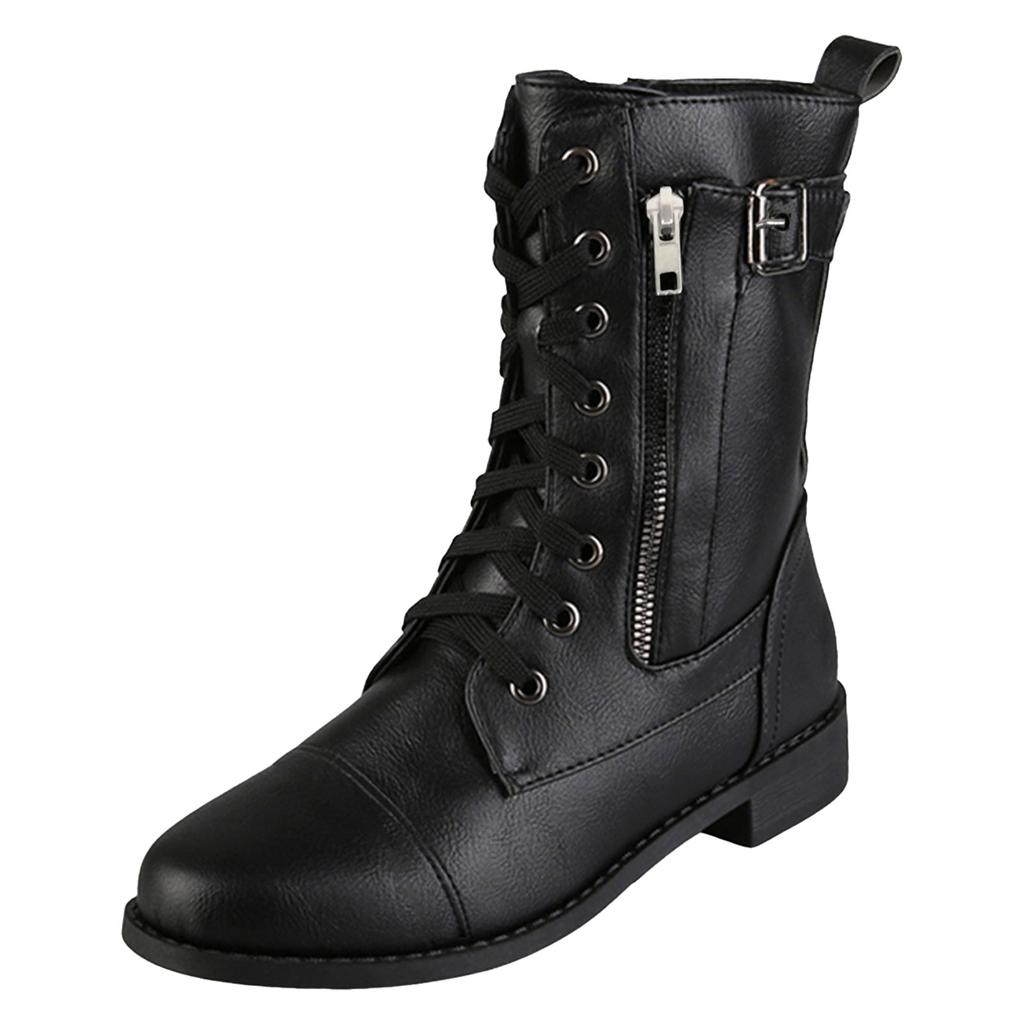 Mid High Boots For Women With Side Zippers Fashionable And Casual Round Toed Plus Size Over The Knee Boots for Women Wide Calf