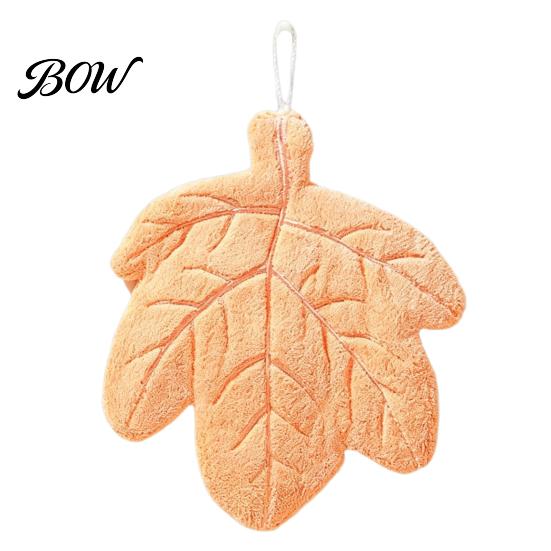 Cute Leaf Design Towel Shape Hand Towel, Soft Absorbent with Hanging Loop, Decorative Shaped Maple Ginkgo for Kitchen Bathroom Drying Decor