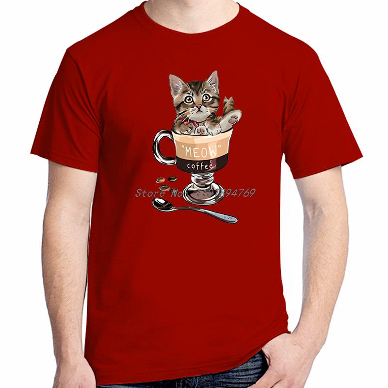 Fashion Tops Tshirt New Arrival Goods Little Cat In Cup Graphic T Shirts High Quality Short Sleeve Tee Cotton Printed Tshirt