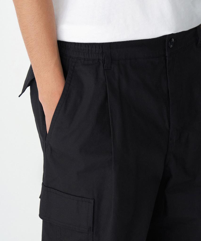 MUSINSA STANDARD Cotton Parachute Elastic Cargo Pants [Black]