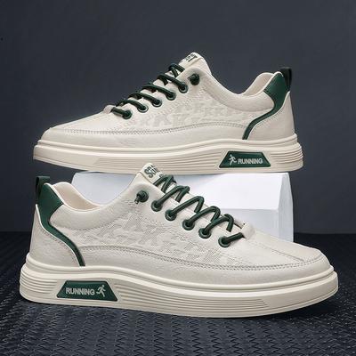 Men's Shoes Spring Leather Trendy Shoes Student Youth Sports Board Shoes Men's Casual White Shoes