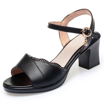 Damen Sandalen aus echtem Leder, Sommer, große Größe, römische Sandalen, Damen, hoher Absatz, lässige Mode, Sandalen für Damen